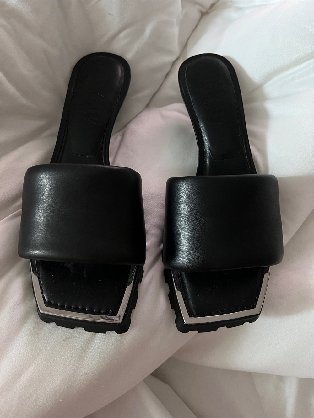 DKNY Black Padded Slide Sandals - Women New never worn